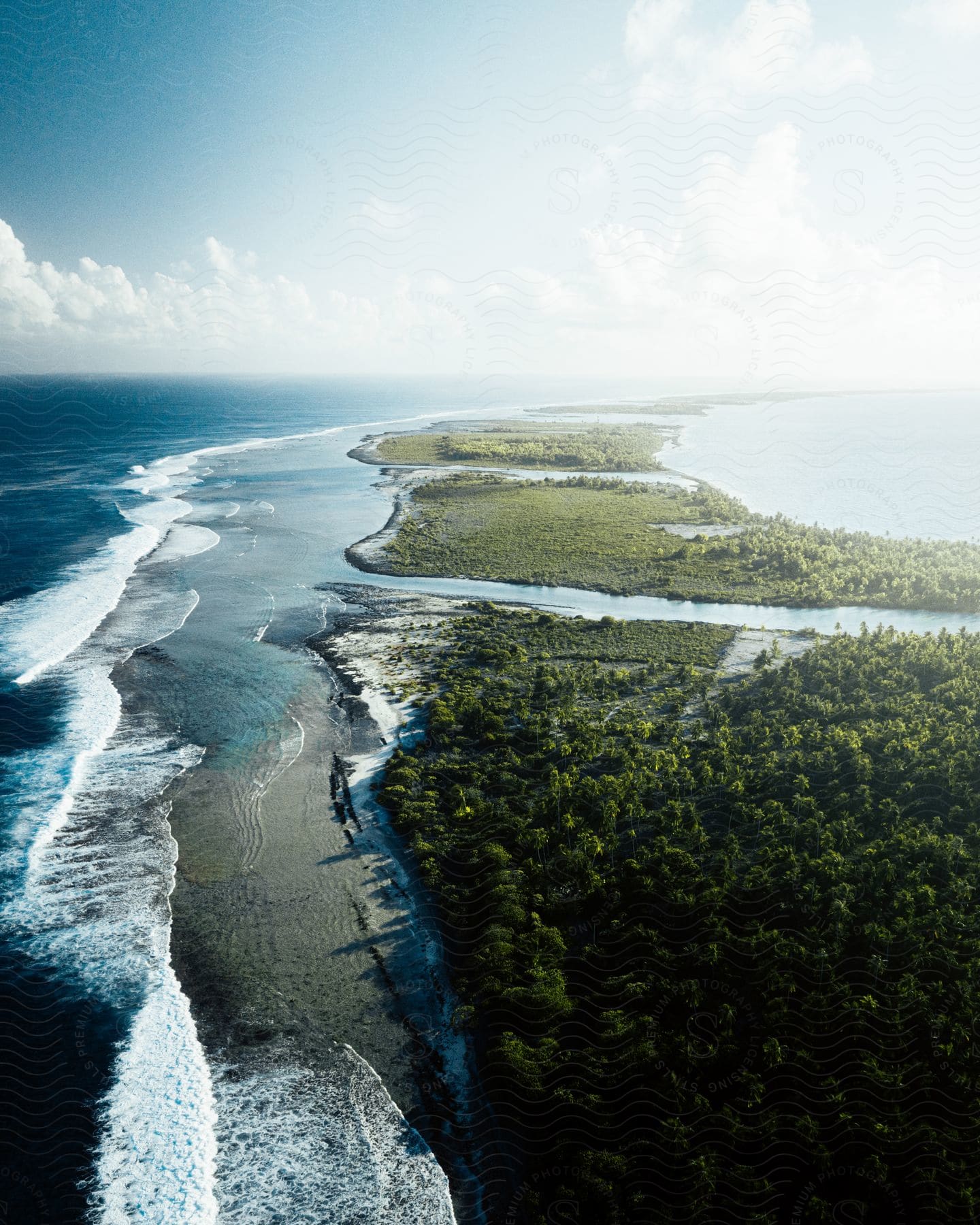 Coastal forest spanning three small islands