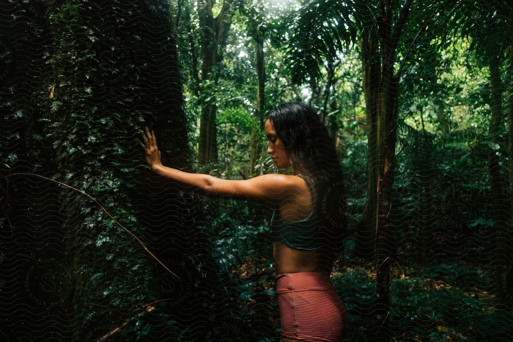 Excited woman in nature