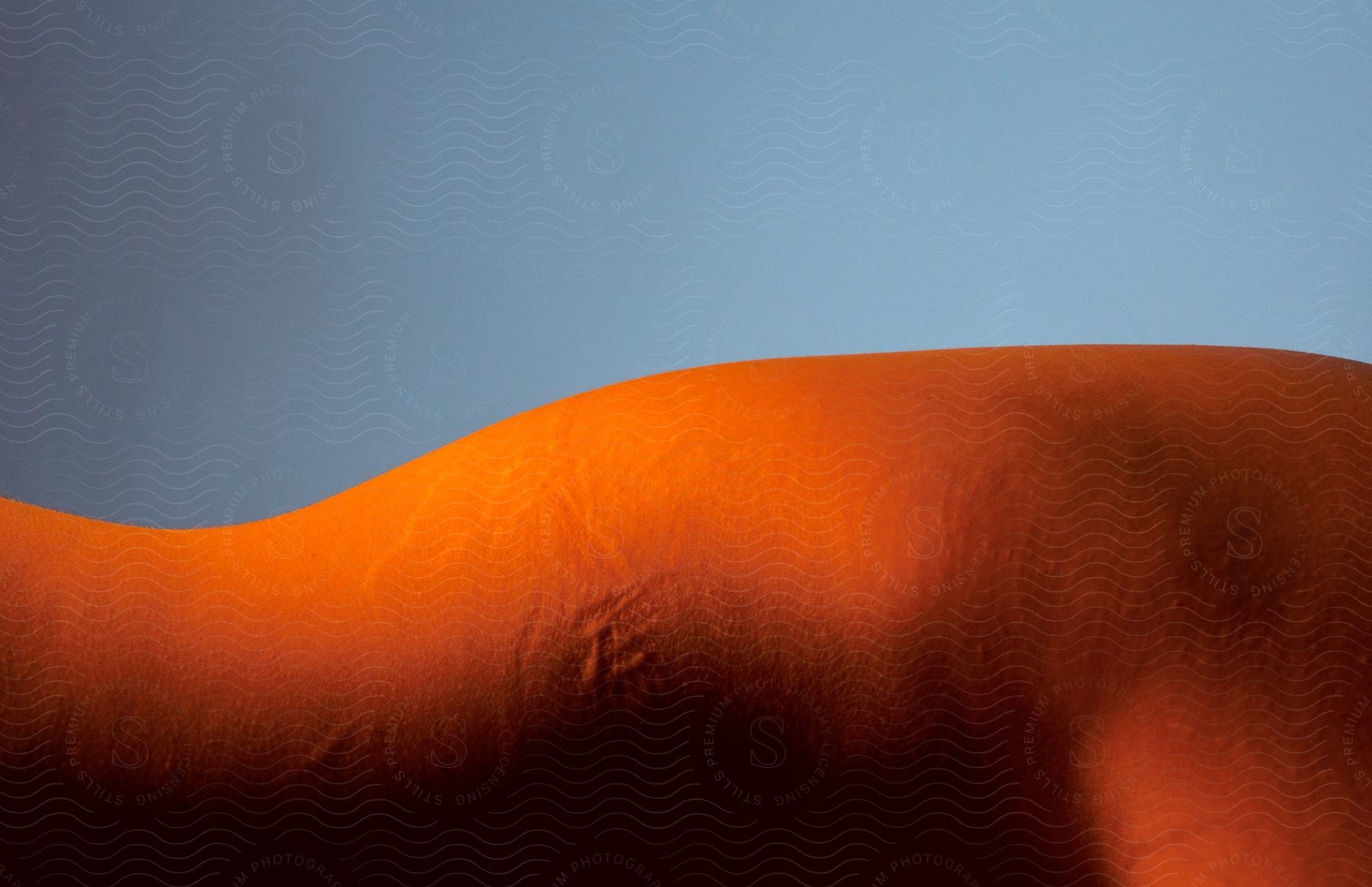 A shot of a female nude waist under warm orange light