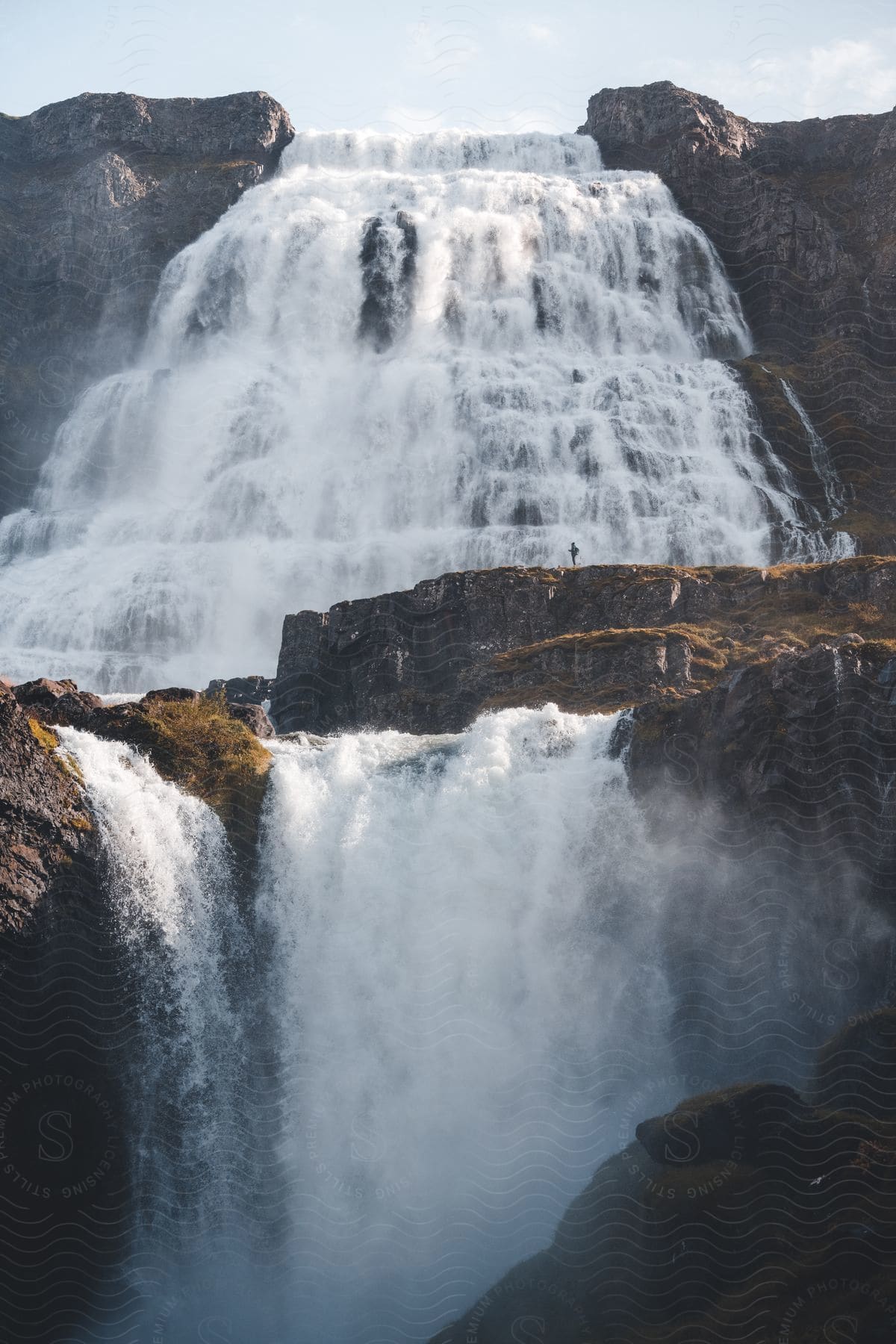The cascading dynjandi waterfalls in iceland