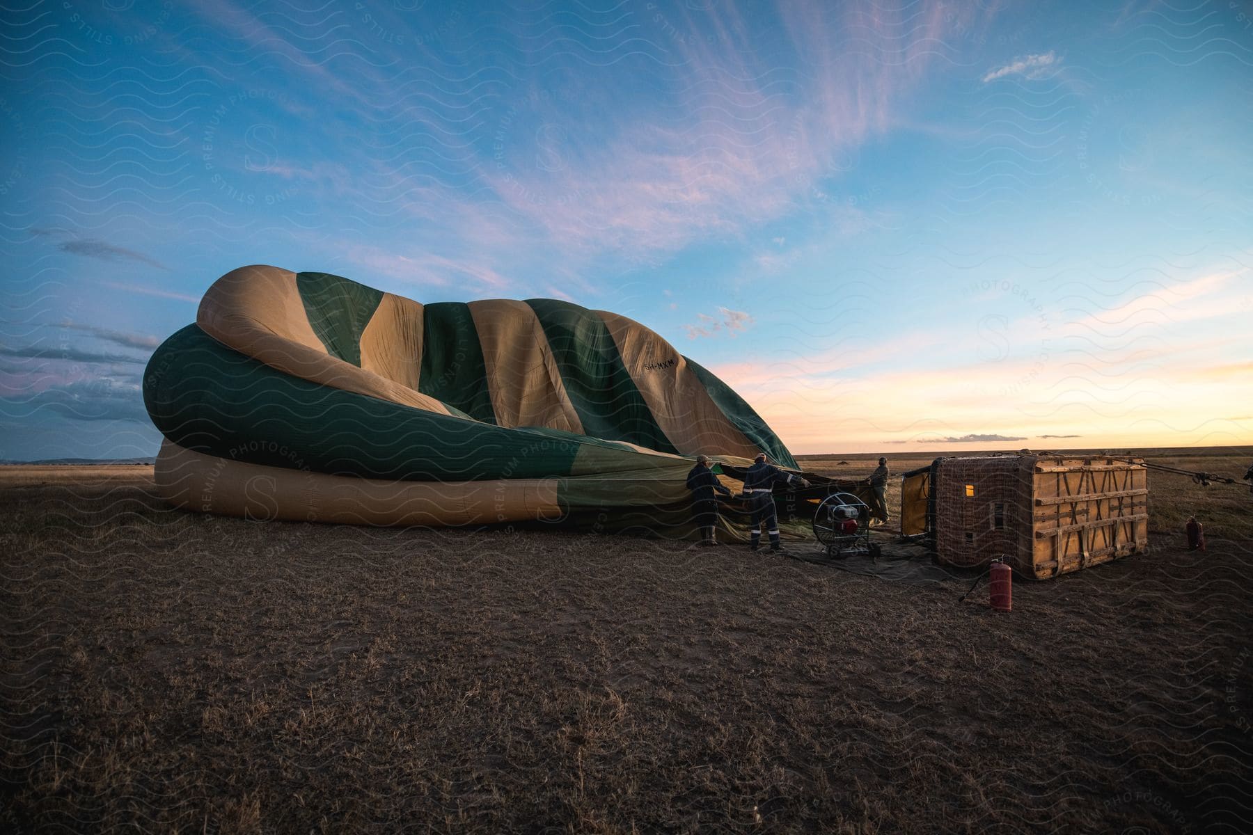 A balloon hovers above while a fallen lorry and a cylinder stand in the background