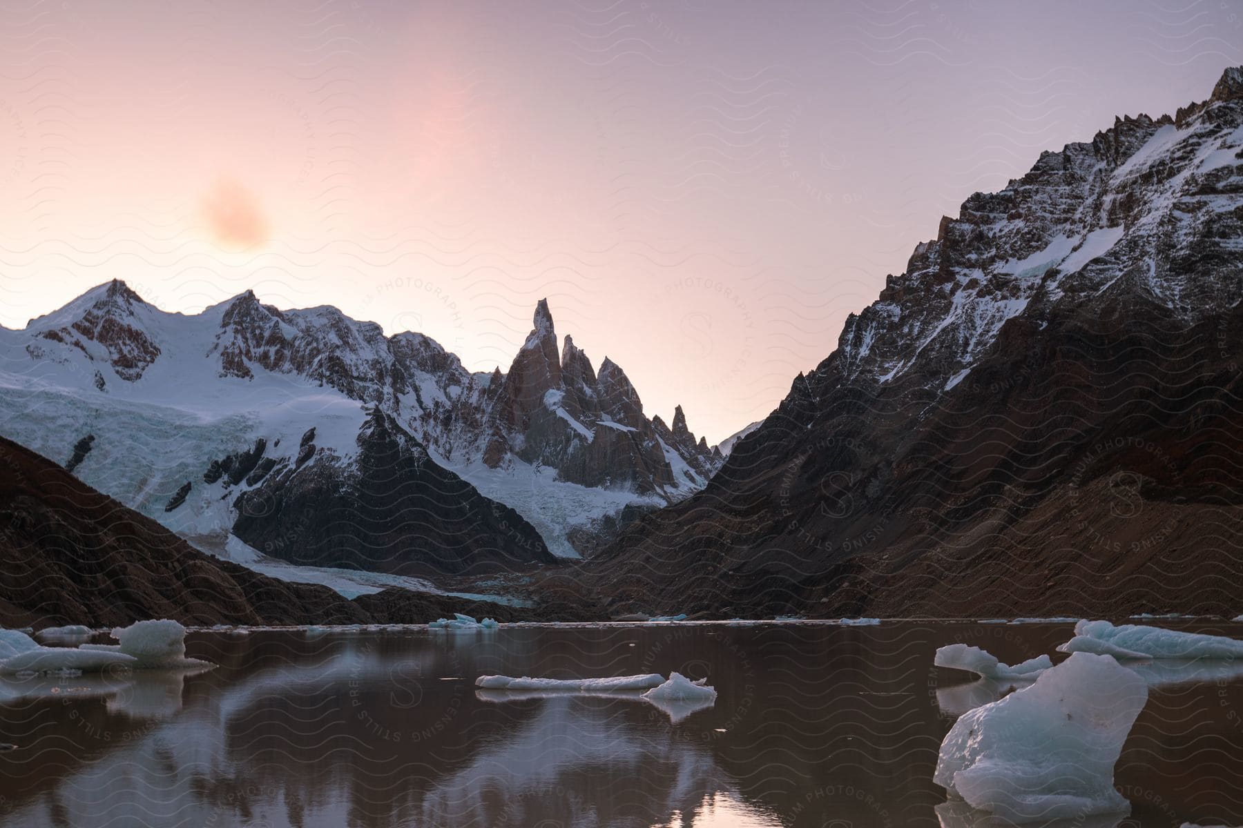 Snowcovered Mountains In Patagonia Chile And Argentina