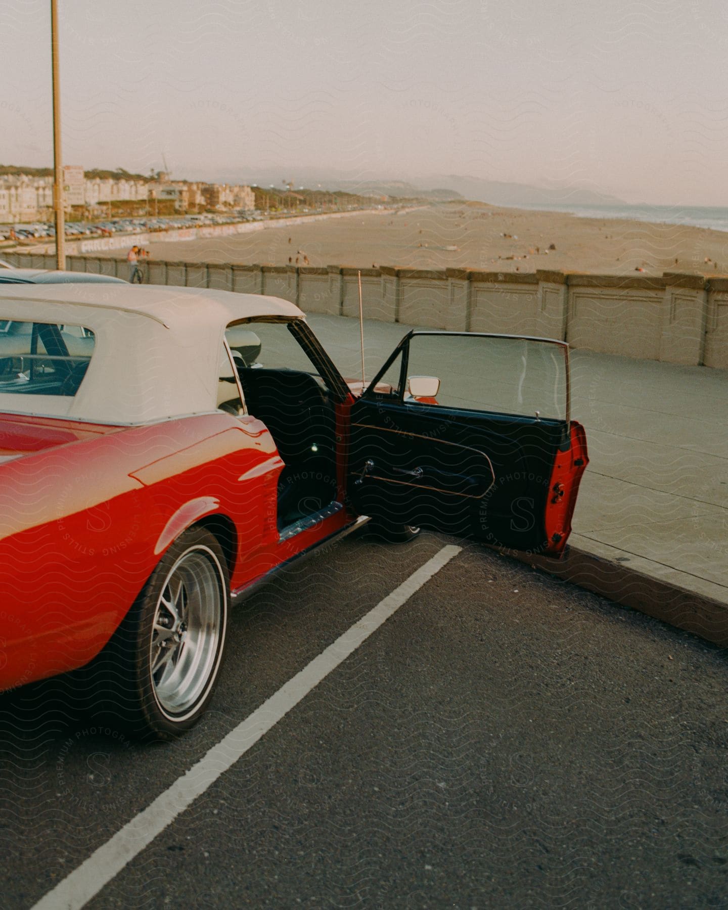 A car parked near the beach