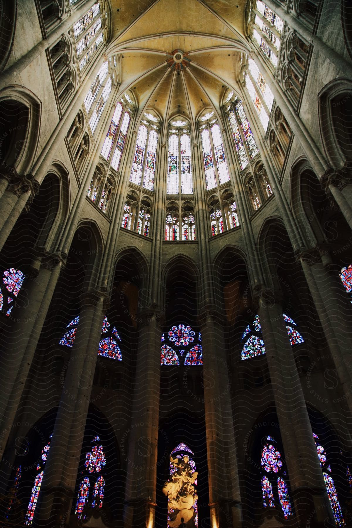 A picture of the interior of a church with highkey lighting and no people