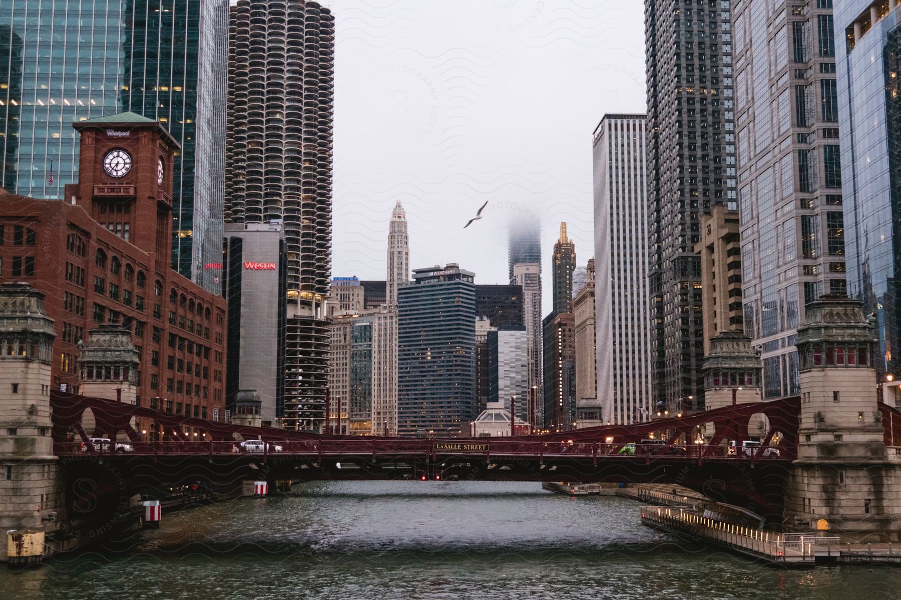 Marshall suloway bridge and high rise buildings on a cloudy day in chicago