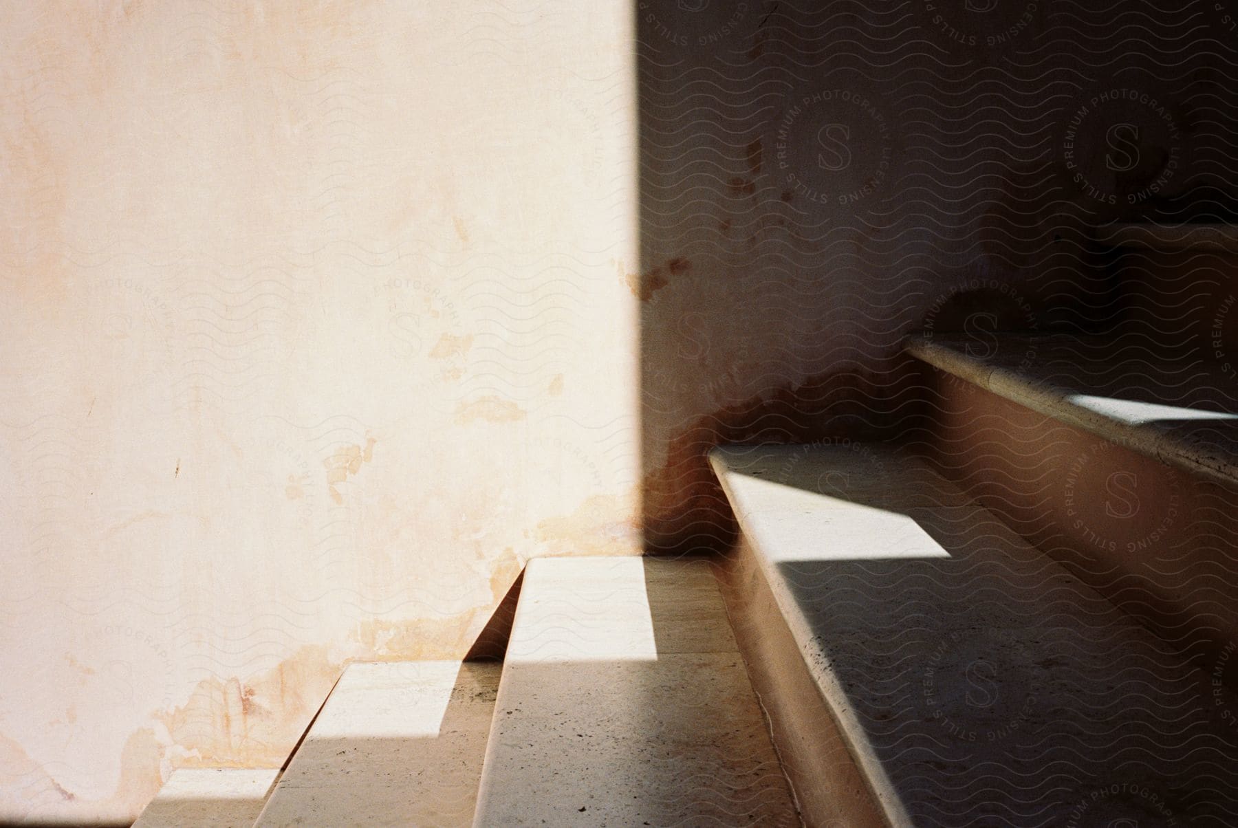 A staircase step with sunlight reflecting on it in mexico