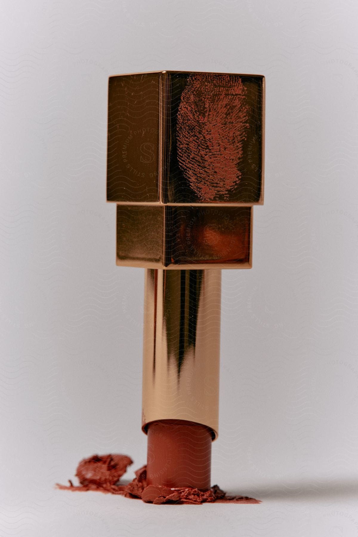 Upsidedown lipstick with fingermark