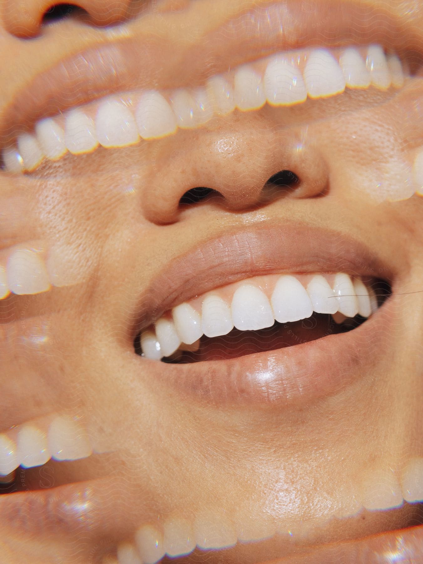 Woman smiling in multiple exposure shot