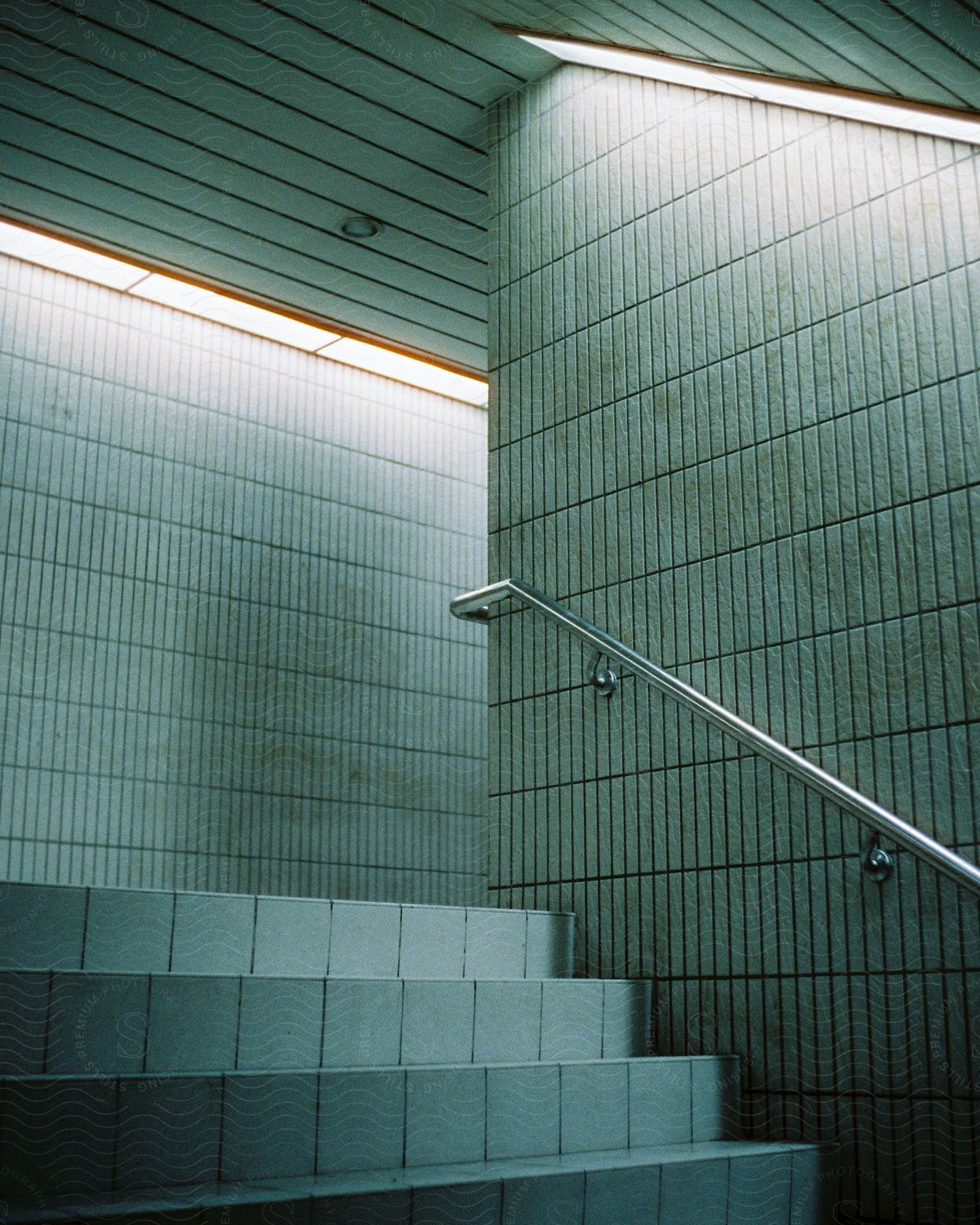 An empty staircase at a train station in taipei