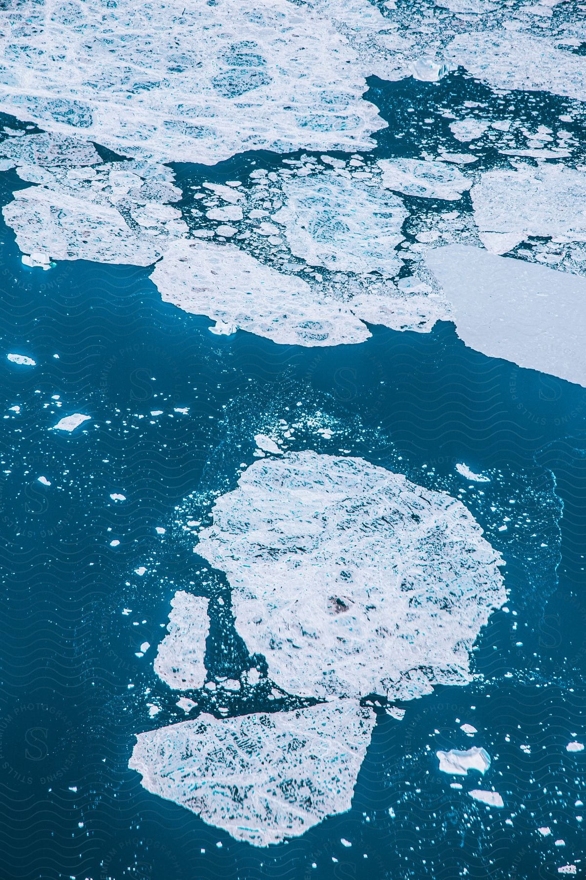 Aerial sea of ice in greenland
