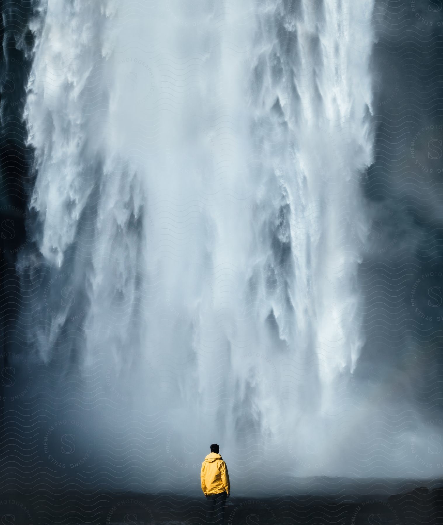 A captivating scene of flowing water with a person nearby