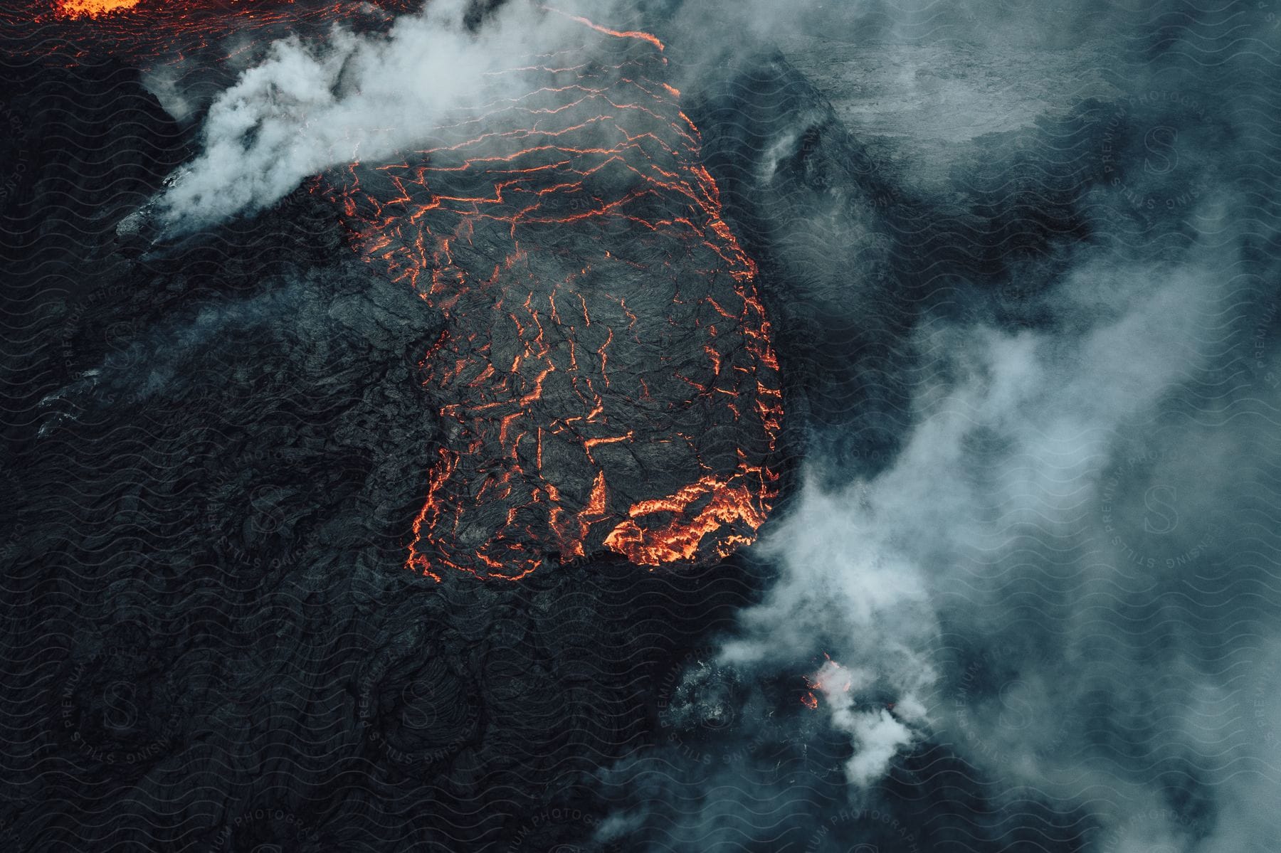 A powerful volcanic eruption in the outdoors of iceland during the summer highlighting the strength of nature and the impact of the climate crisis