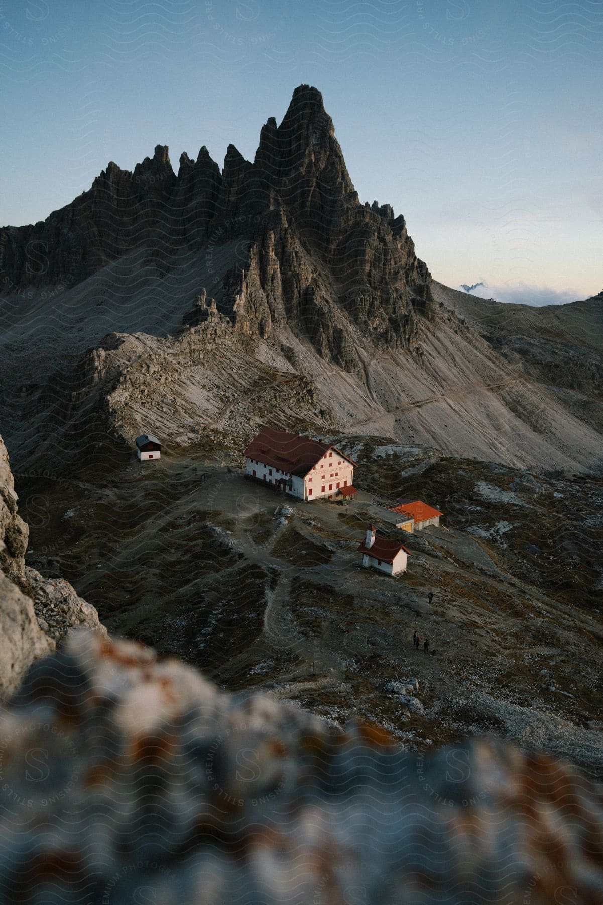 Dreizinnenhütte mountain hut in the sexten dolomites italy