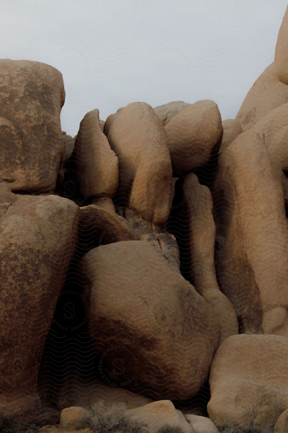 A rock formation protrudes from the desert