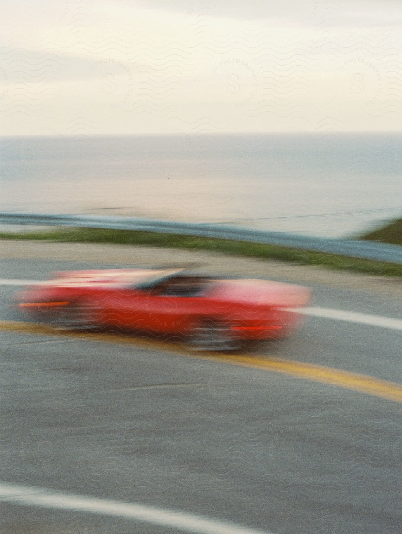 A sports car on an asphalt road