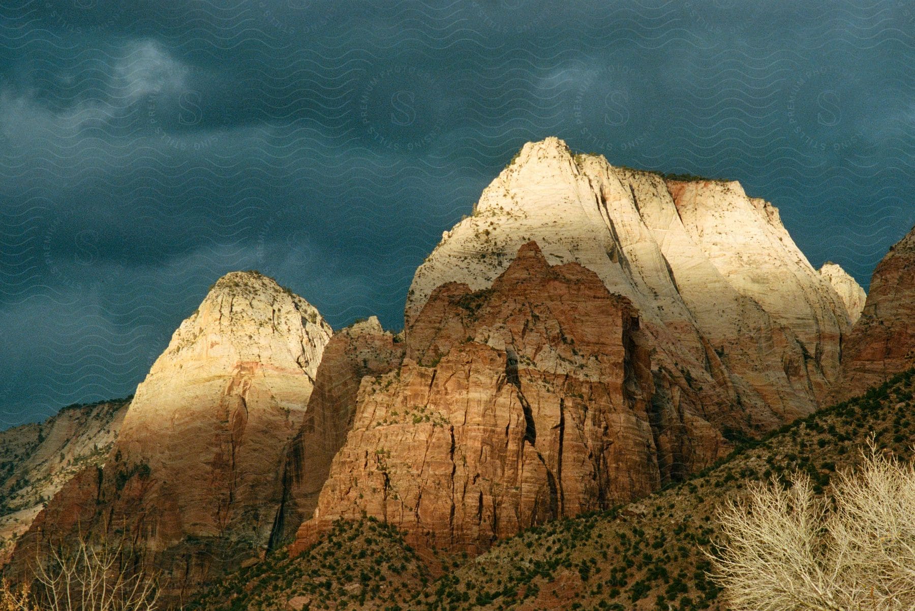 Wild landscape with rocky mountains and cloudy sky in south west usa