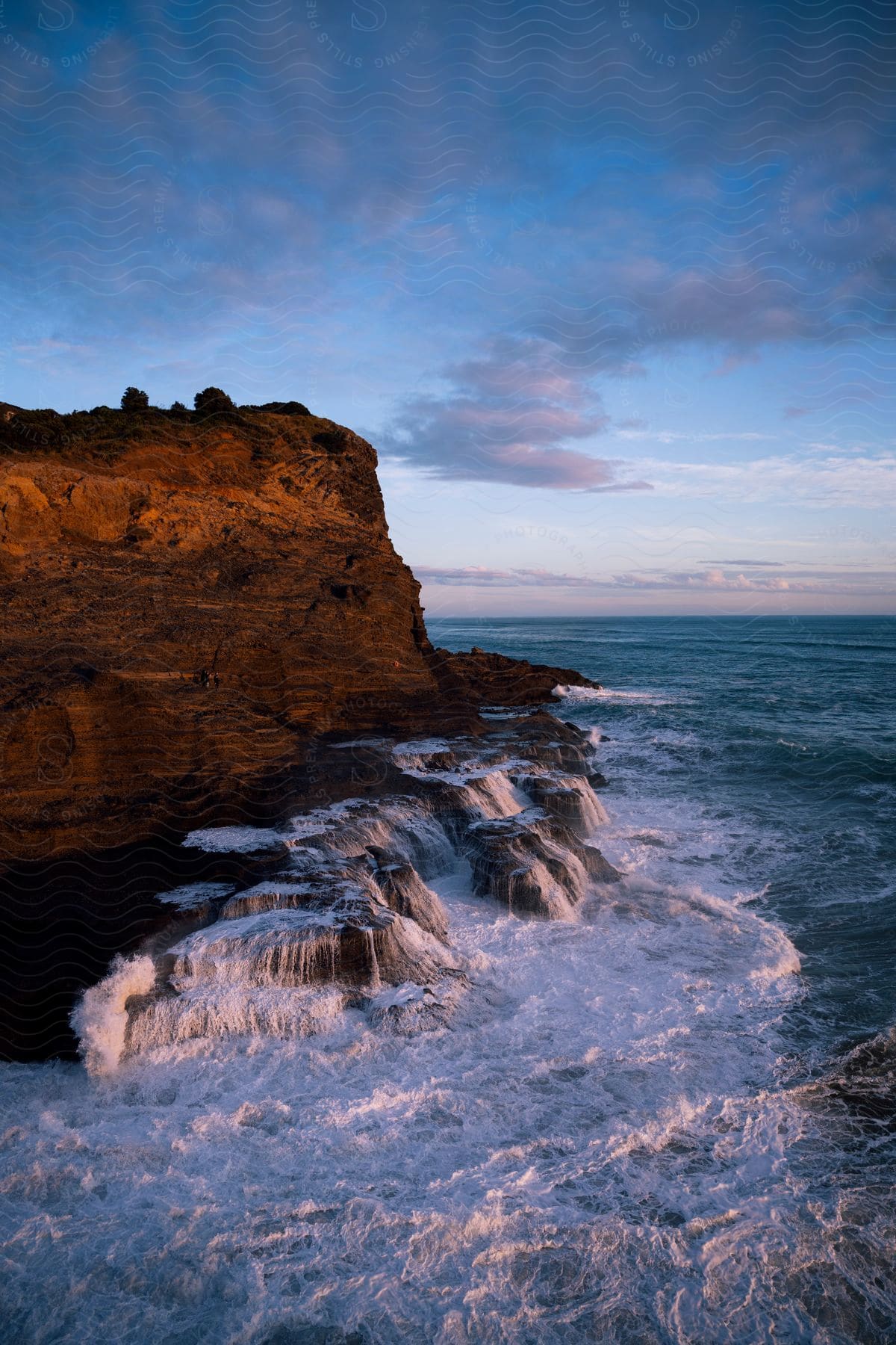 A serene coastline with cliffs and sea waves