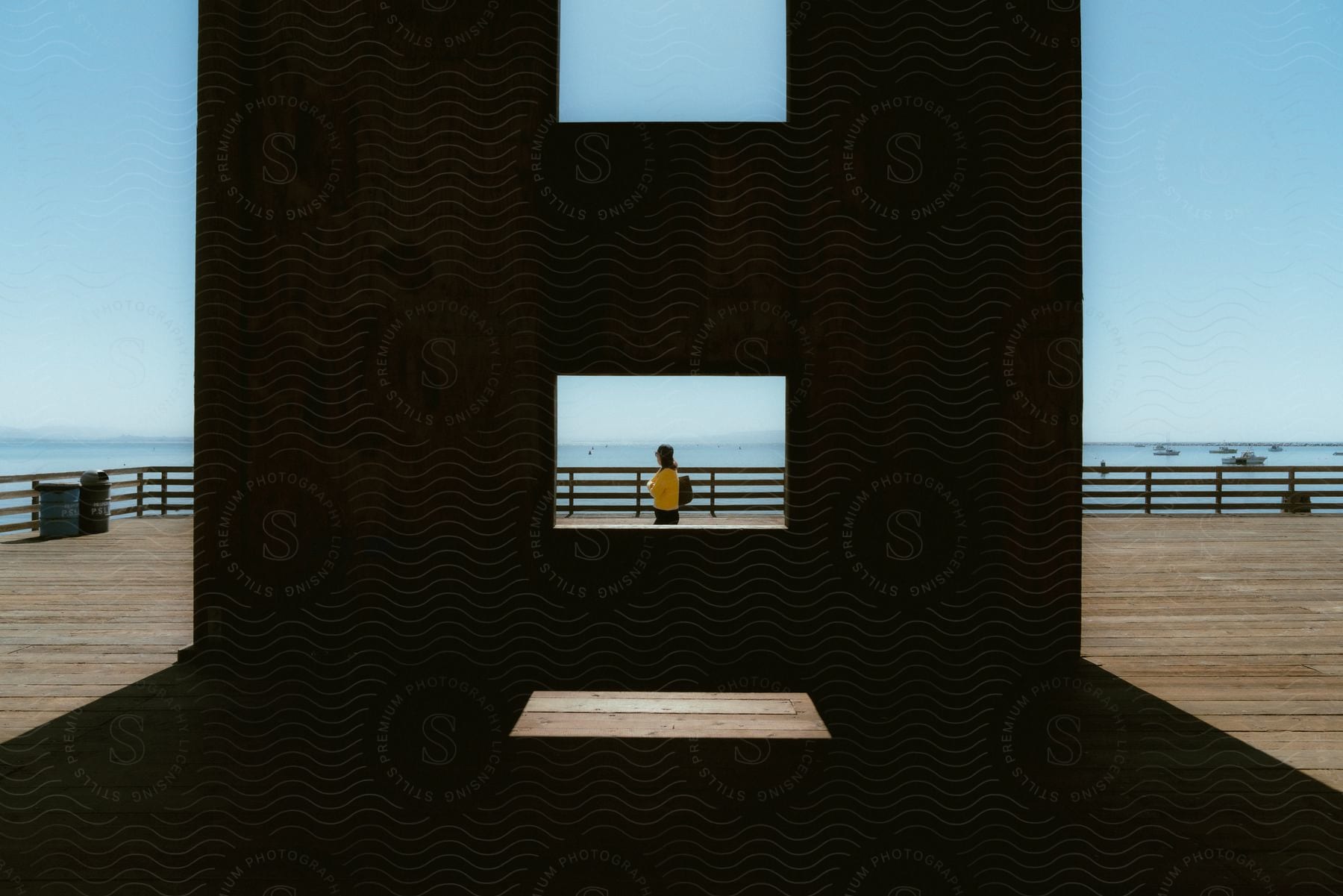 Concrete structure on a pier facing the sea