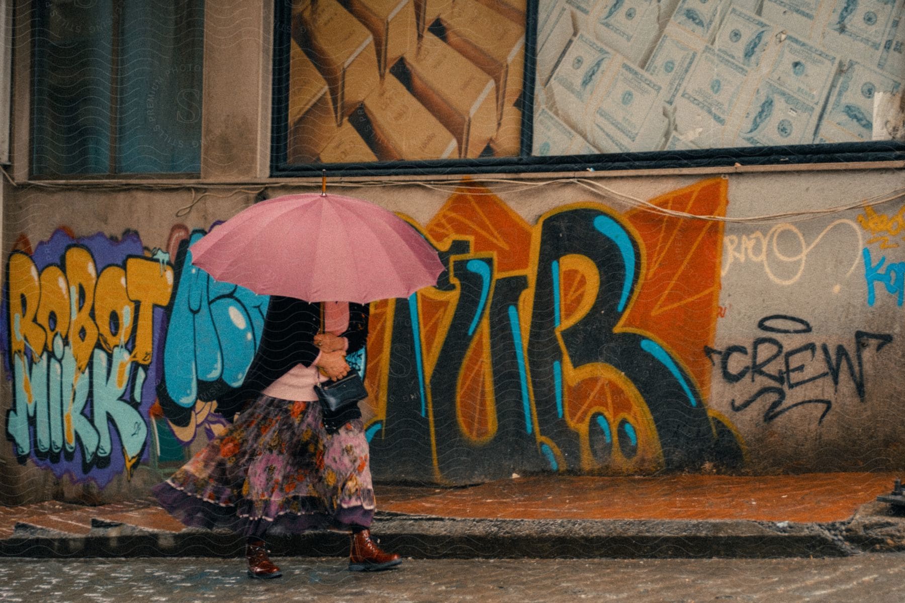 A Woman Walks Through A Downtown City In Istanbul