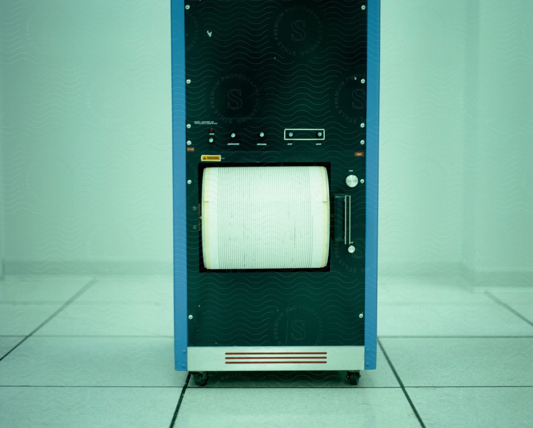 A computer unit with a blue cover