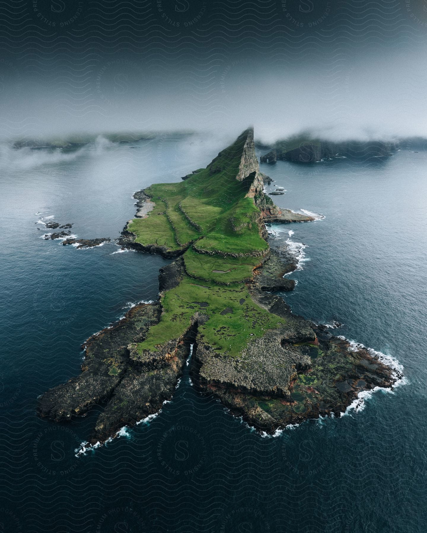 Aerial shot of the majestic faroe islands