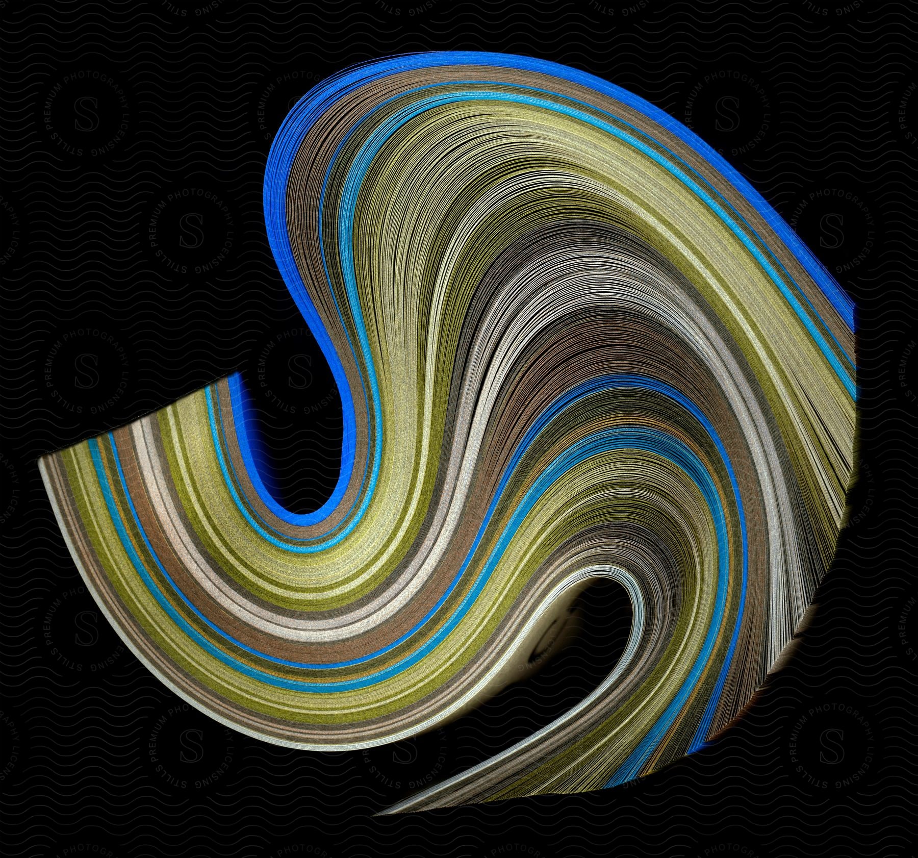 Digital art featuring twisting colors