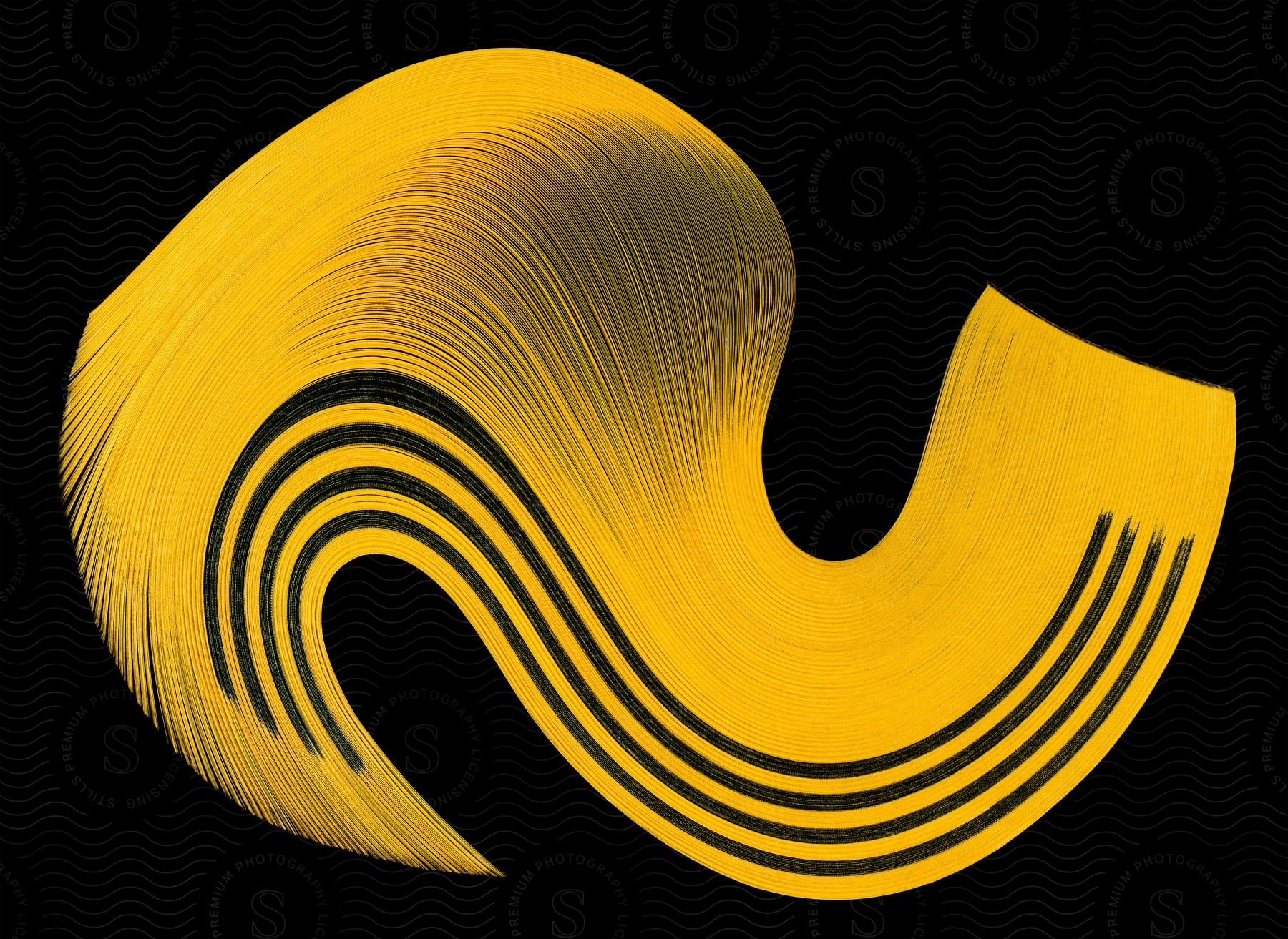 A digital art piece in yellow on a black background