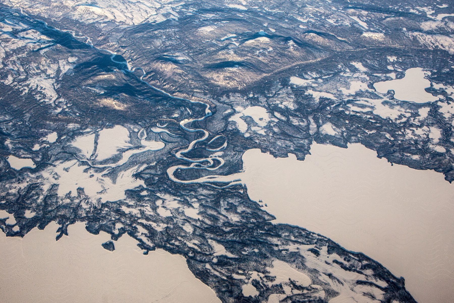 Aerial view of a coastal body of water