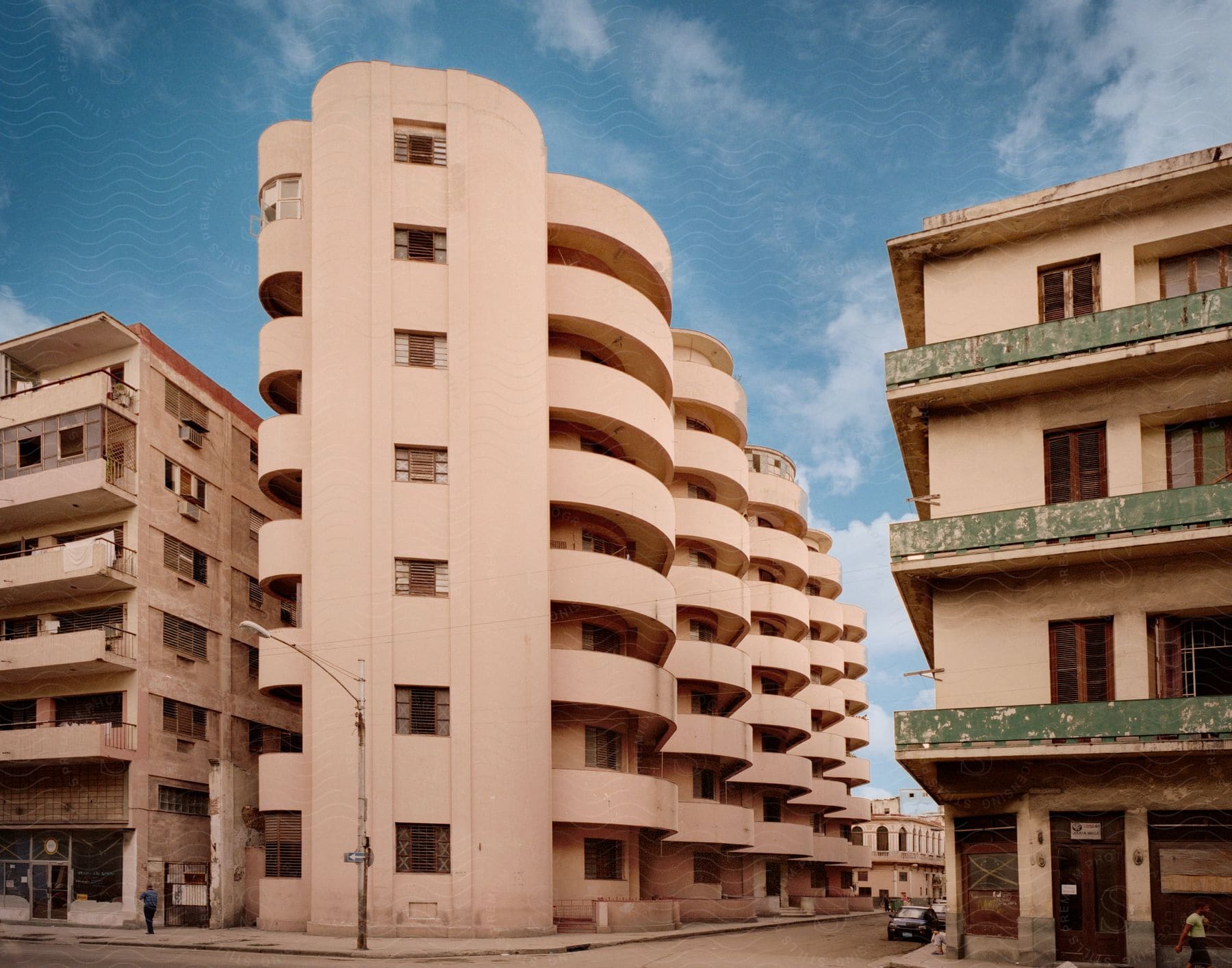 Residential neighborhood with apartment complex in central havana cuba