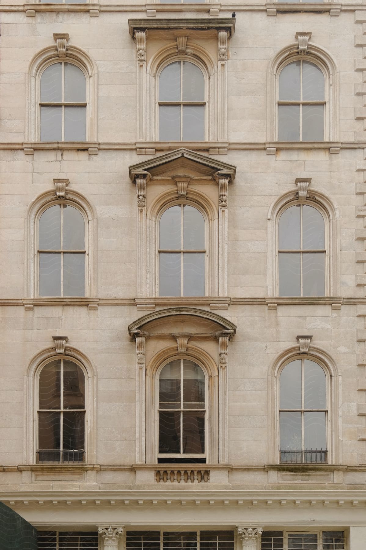 A french window on a neutral building facade in new york city