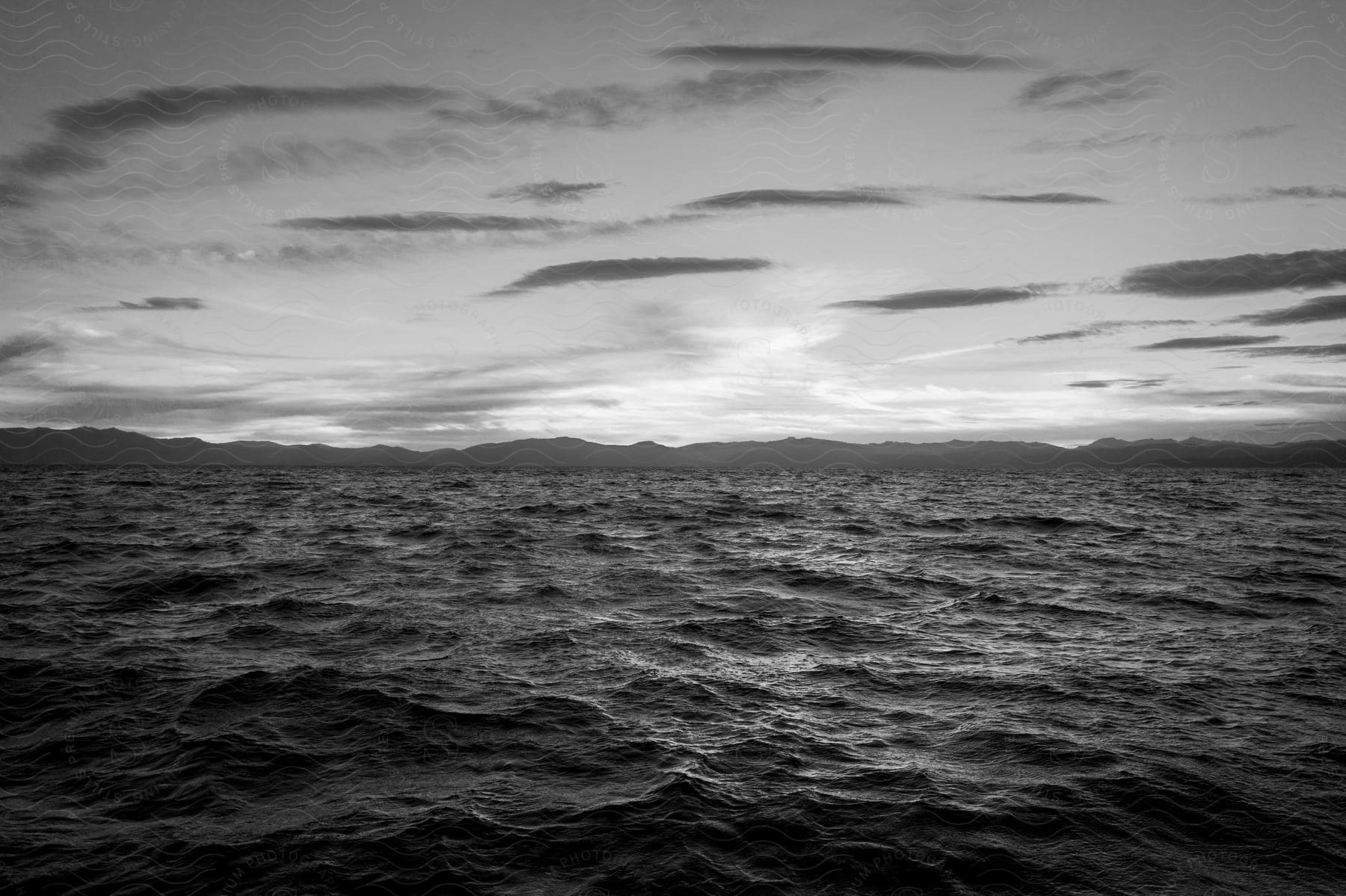 Landscape of choppy sea water