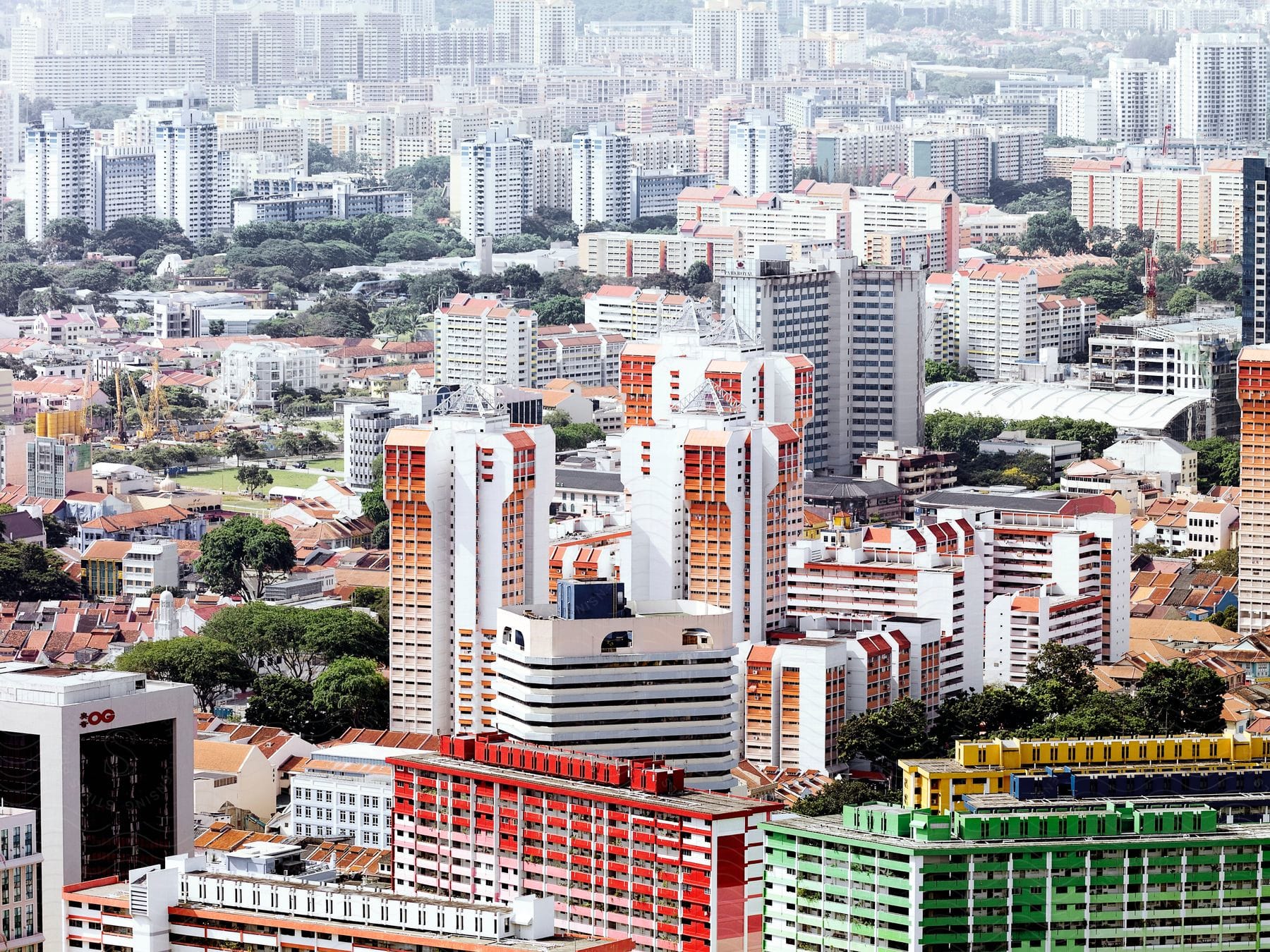 Urban landscape with buildings and skyscrapers in a residential area