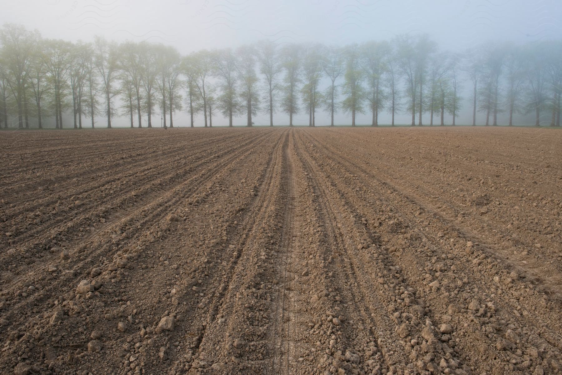 A farm with tilled ground