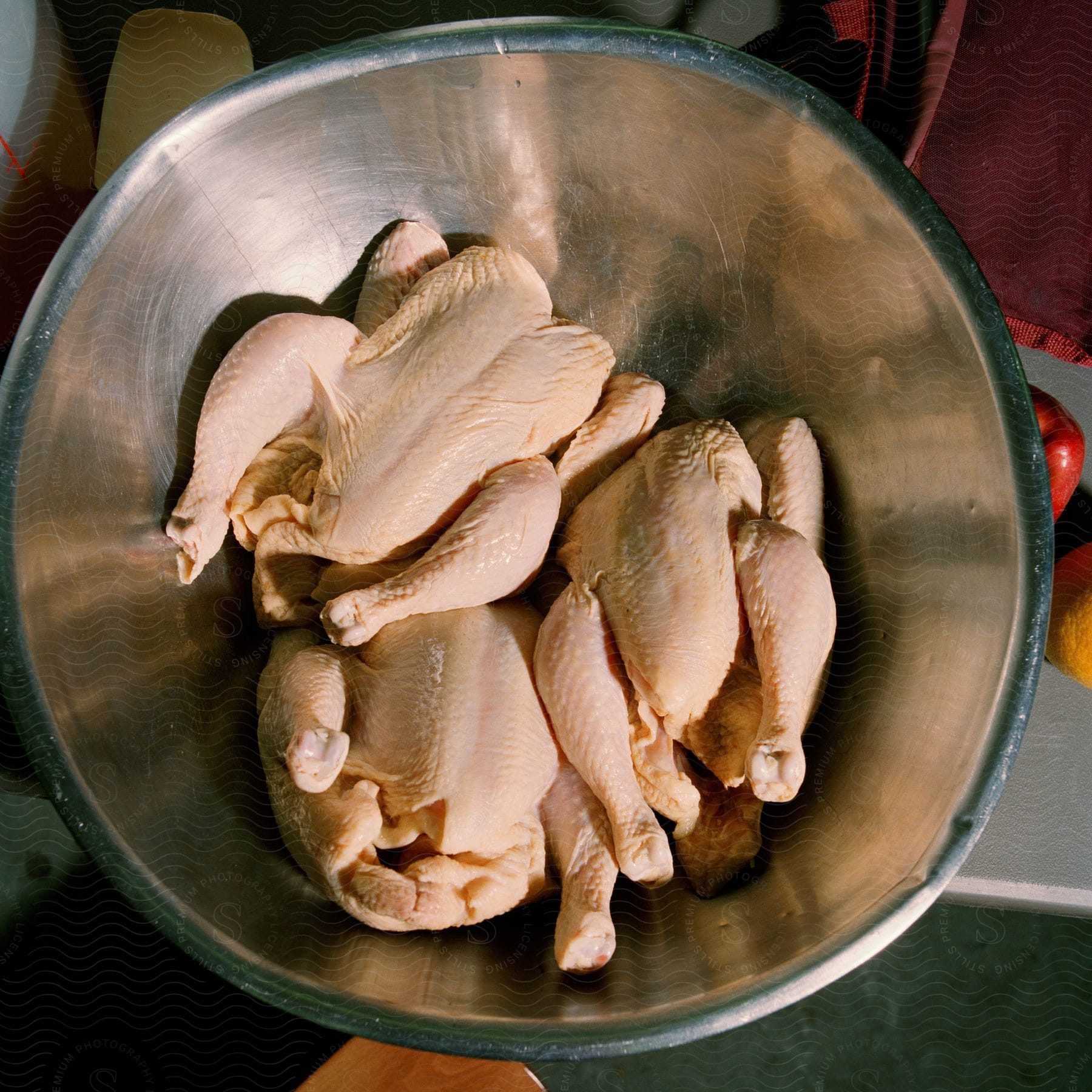 A plate of seafood and animal product dishes