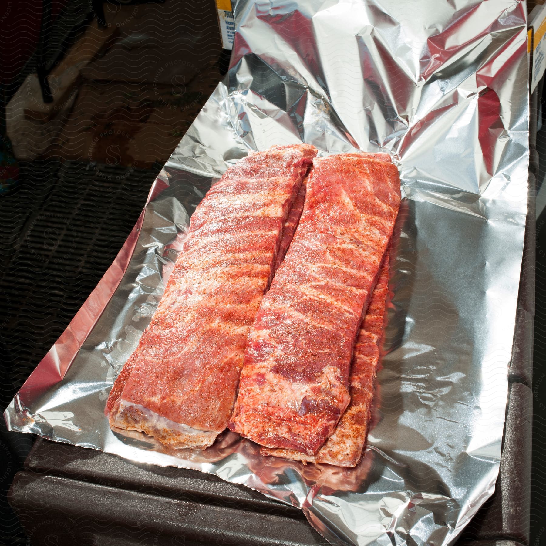 Tray of st louis style ribs for a barbecue competition