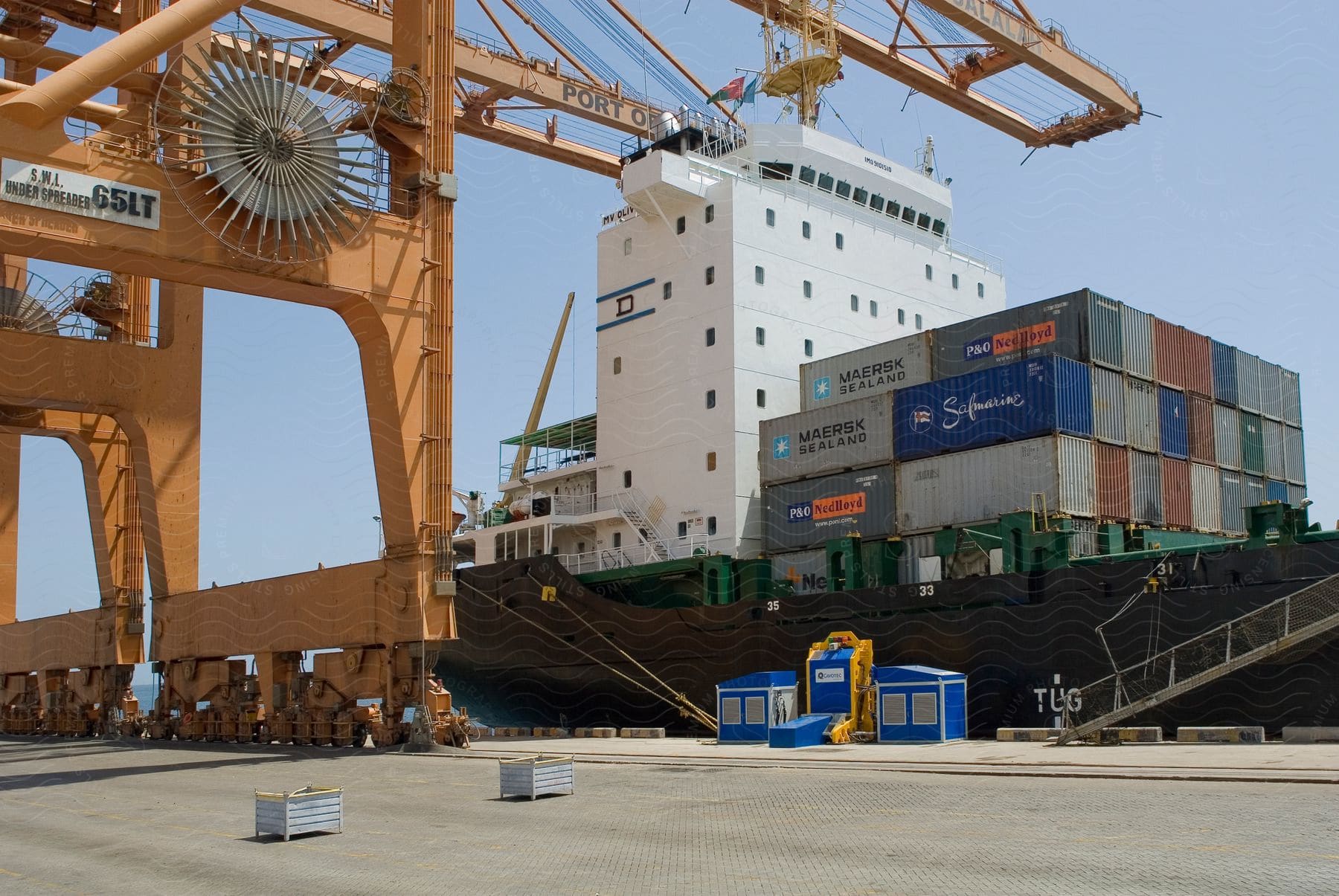 Container ship at the port