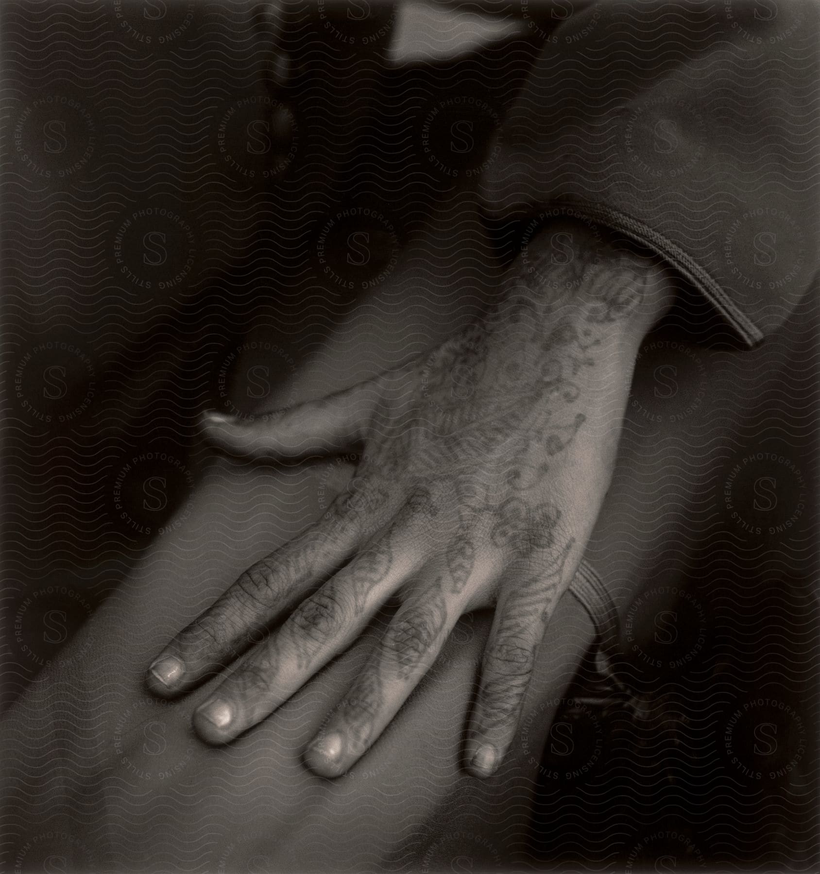 A closeup of an intricate henna tattoo on a persons hand