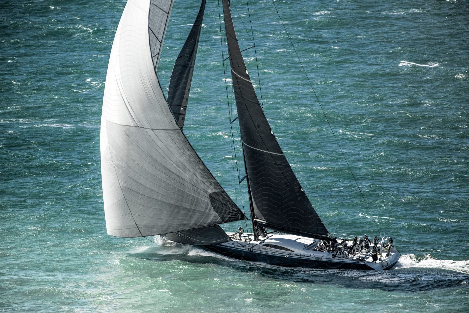 A sailboat on the open ocean