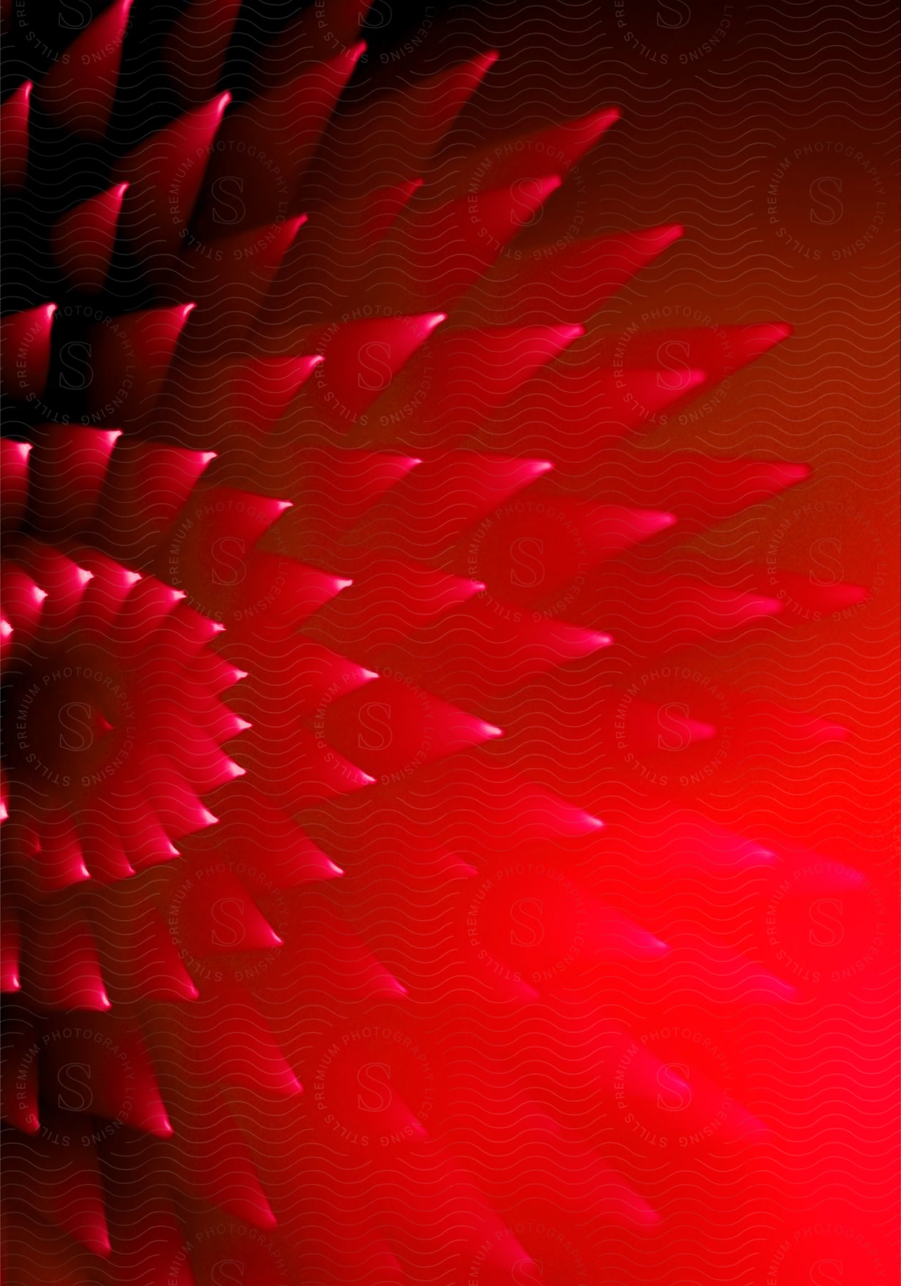 Red and black digital art with pointing shapes