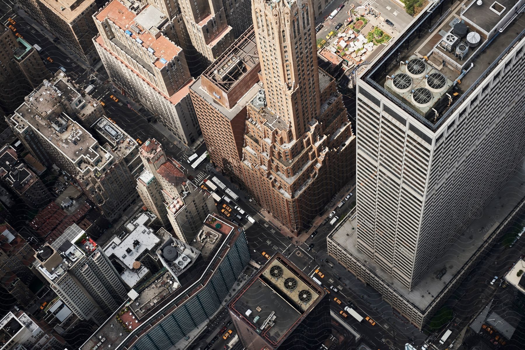 A busy city seen from above