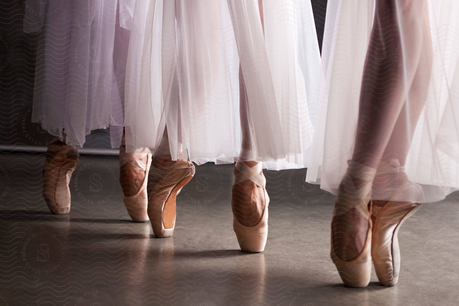 Close up of ballerinas feet dancing