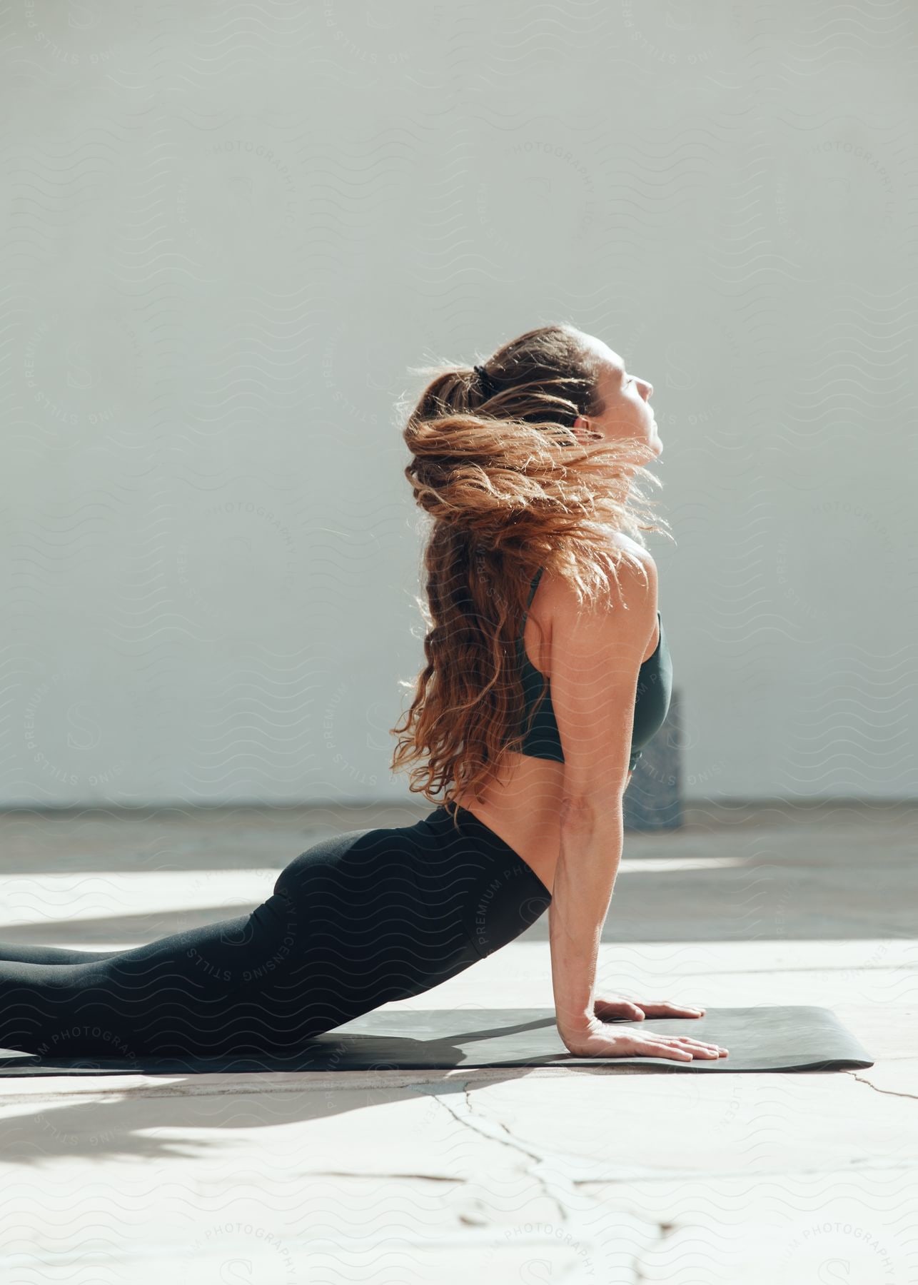 A woman performing a stretch