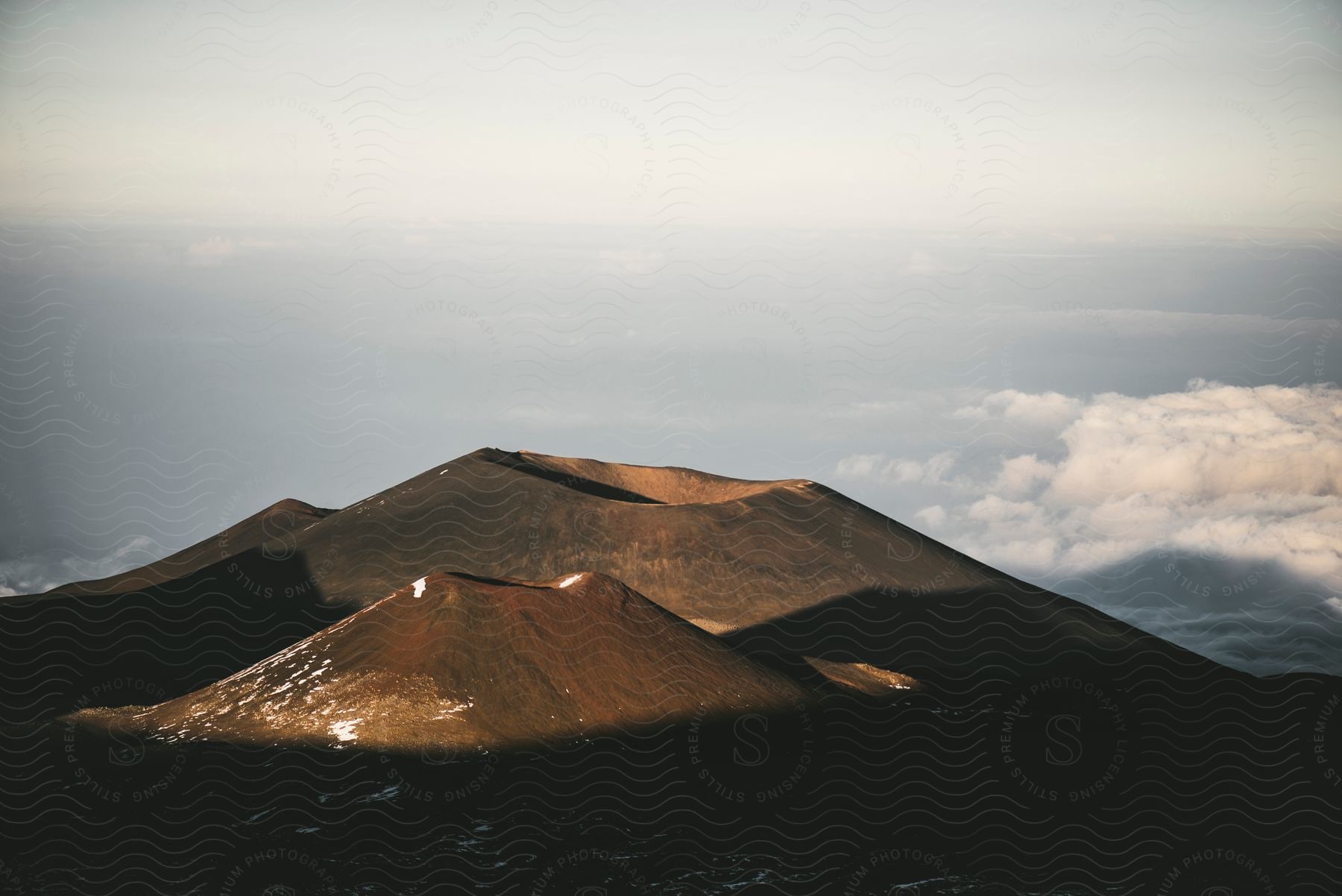 Mountain range with dormant volcanoes