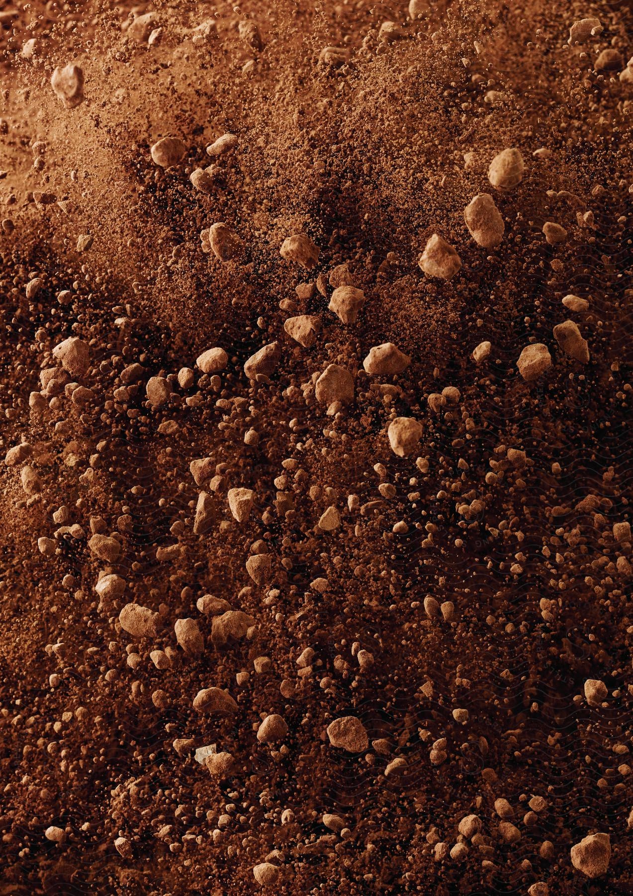 A closeup of rocks and dirt on the ground