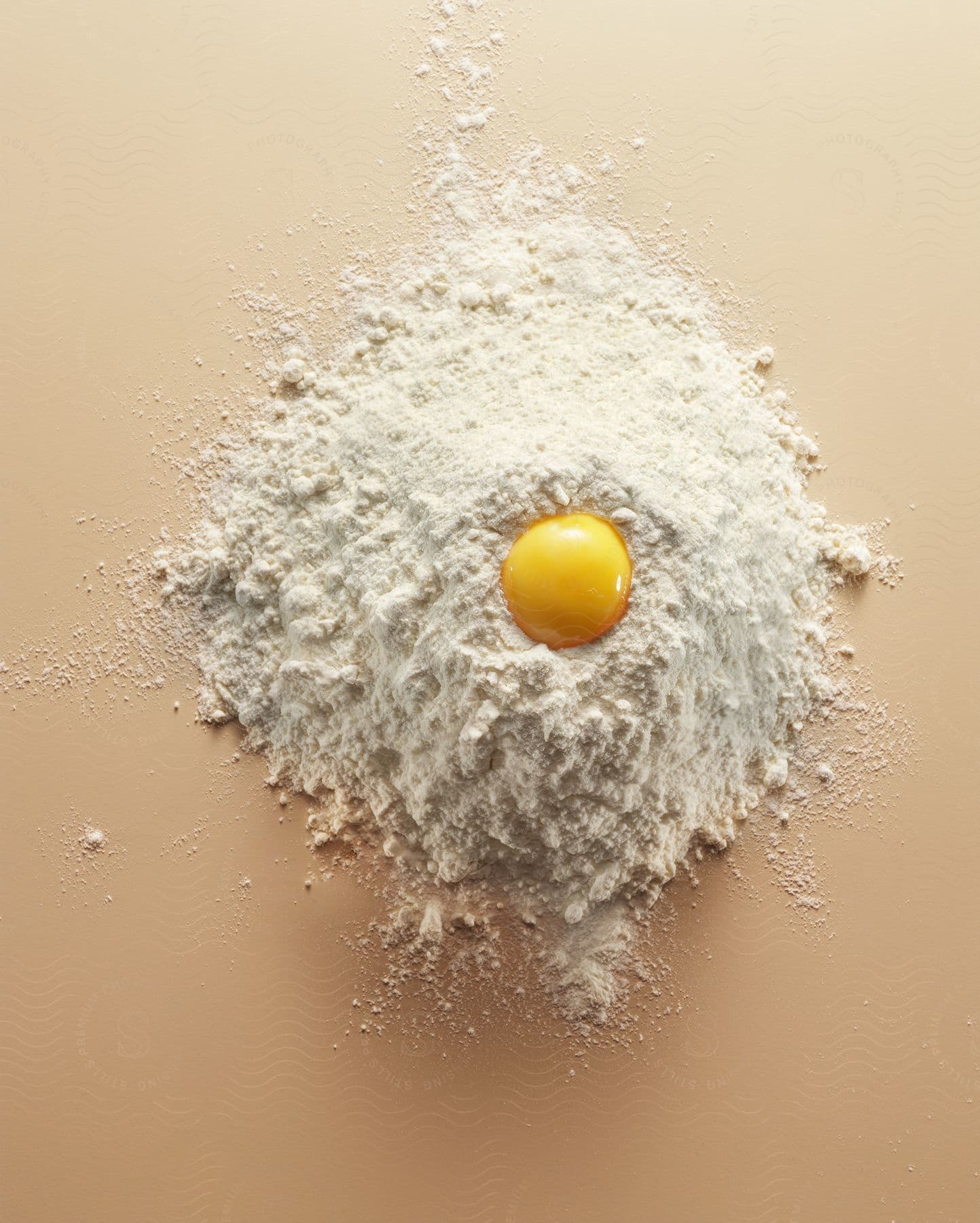 An egg is being mixed into some ingredients