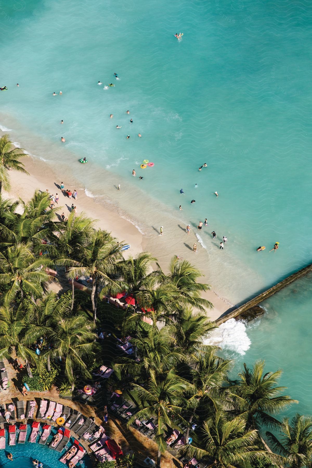 Aerial shot of people enjoying themselves at the beach