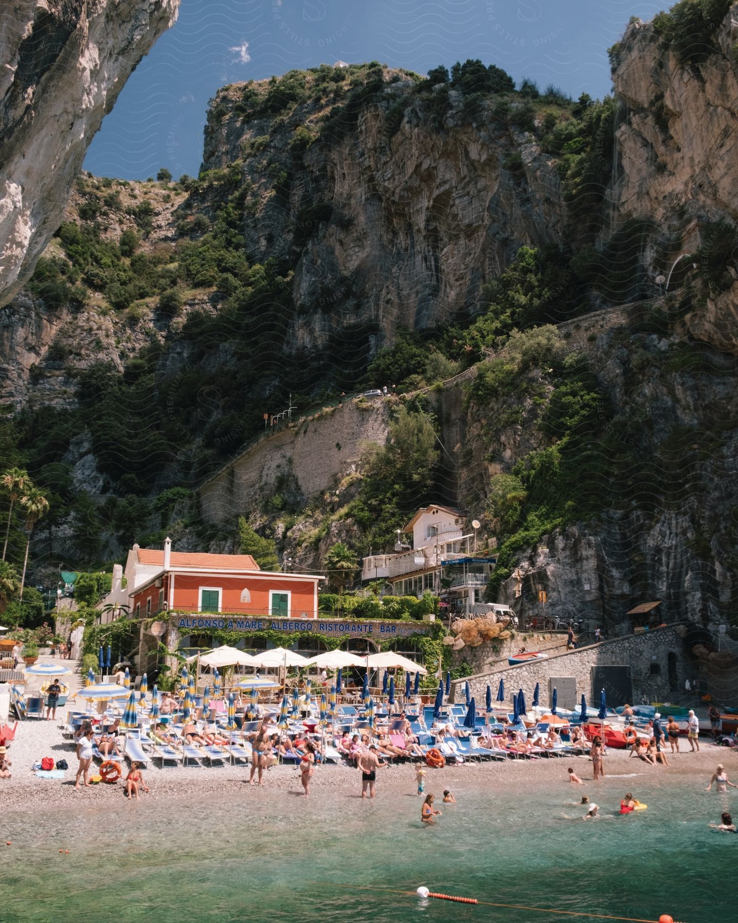 Stock photo of marina di praia beach in the amalfi coast during the day