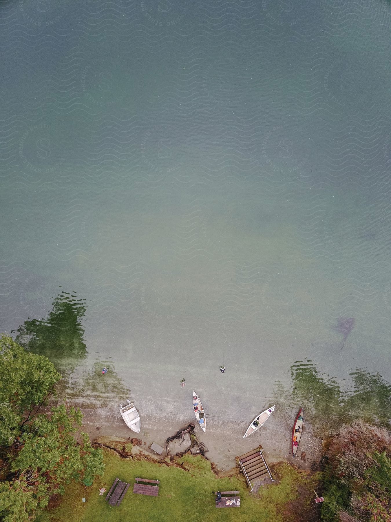 Canoes on the bank of a lake