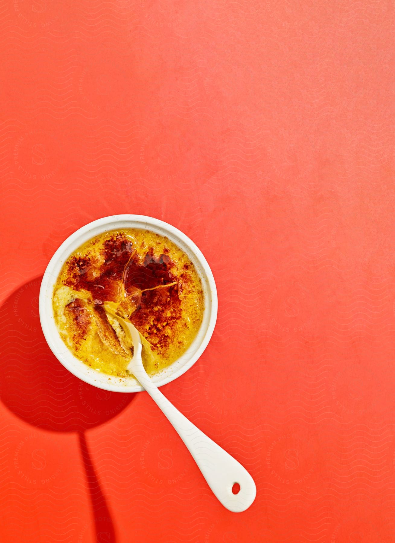 A plate of food with a red surface