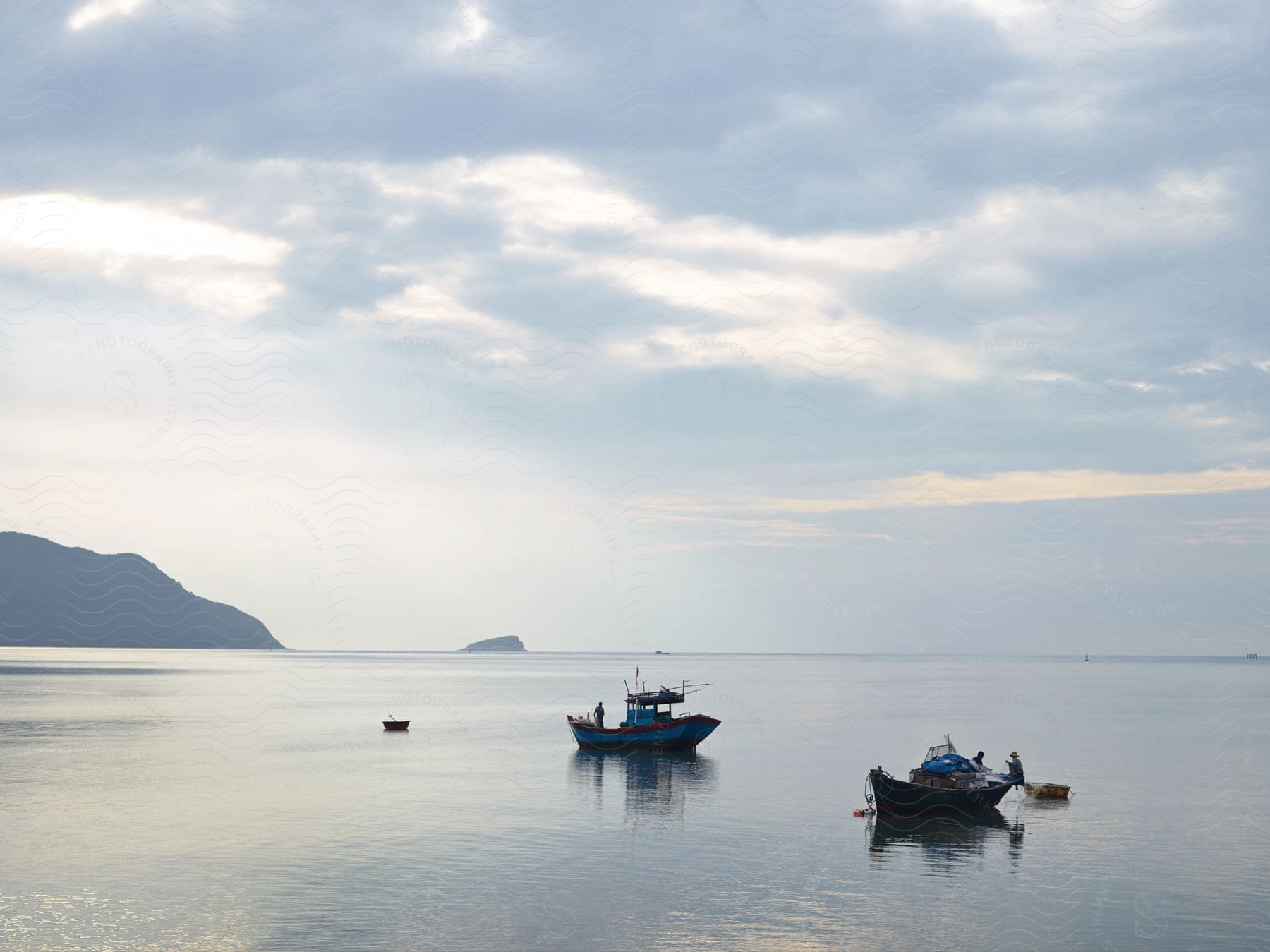 Fishing boats on the ocean